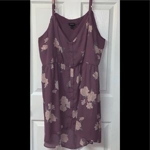 Torrid purple sleeveless floral angled blouse